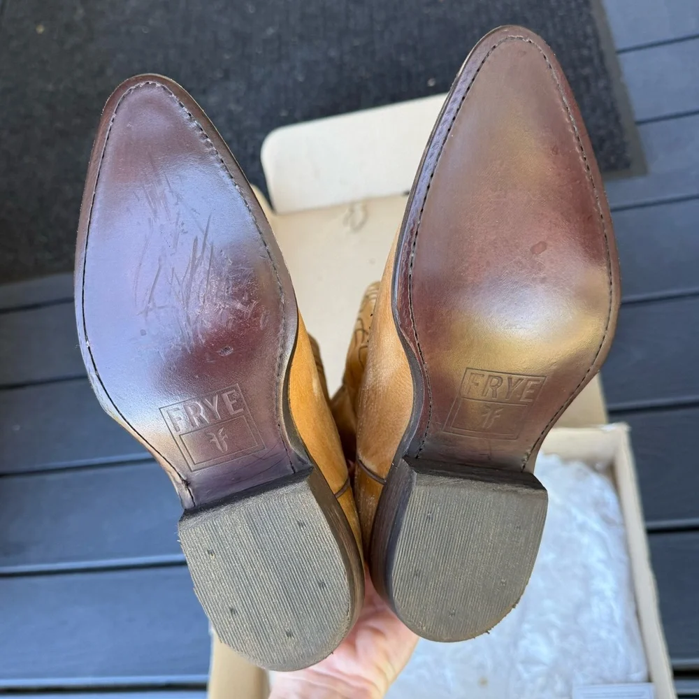 NWT Vintage Frye Billy Pull On Light Tan Cowgirl Boots size 7M - Picture 4 of 13